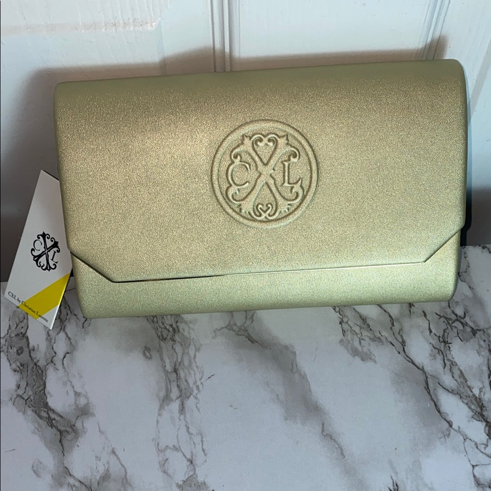 CXL by Christian Lacroix Madison Smooth Clutch  Gold Detachable Chain Strap